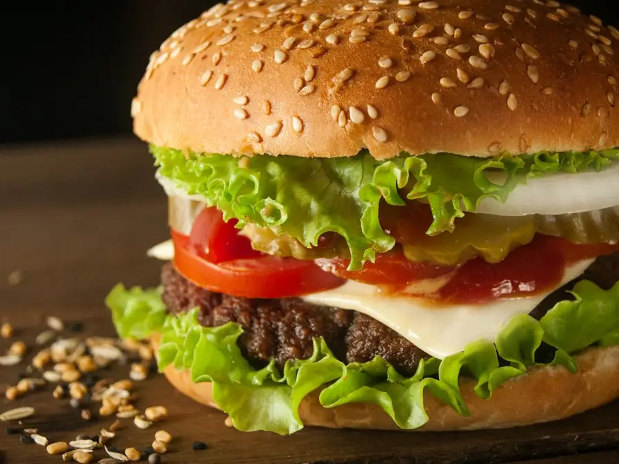 Burger photo before enhancement: dull and underexposed